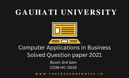 Gauhati University BCom 3rd Sem Computer Applications in Business Solved Question Paper 2021