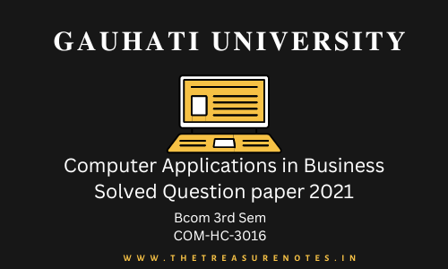 Computer Application in Business Solved Question Paper 2021 [Gauhati University BCom 3rd Sem]