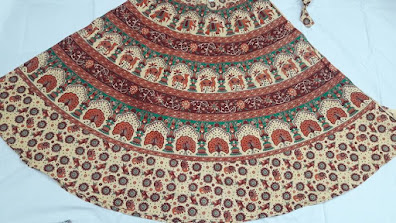 Jaipuri Cotton Printed Skirt - Camel, Elephant and Peacock Print Design