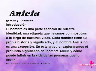significado del nombre Anicia