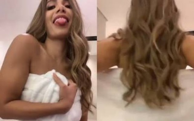 Anitta posta novamente vídeo banido por nudez no qual deixa a toalha cair