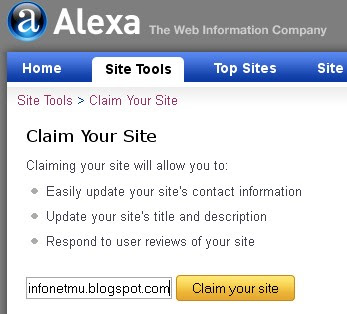 verifikasi blog di alexa,claim blog di alexa