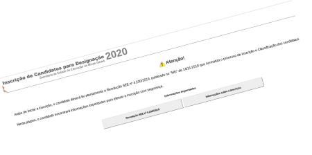 Inscrição de Candidatos para Designação 2020 da SEE MG