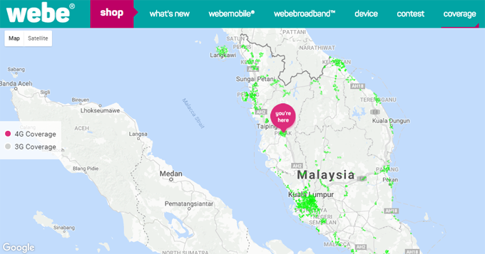 Coverage Webe di Malaysia