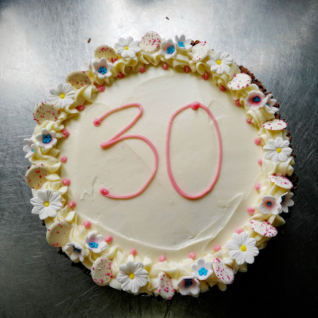 birthday cake with 30 written on top