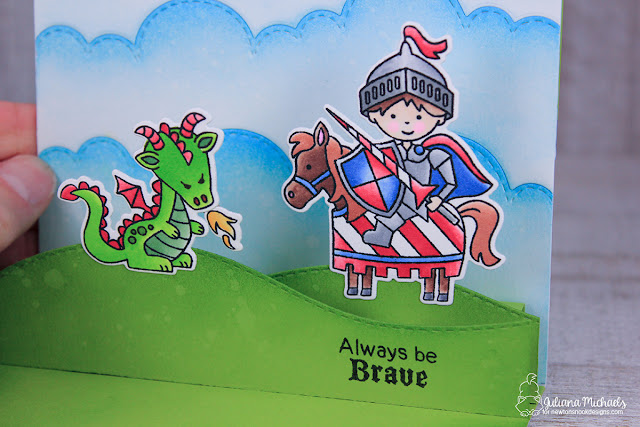 Always Be Brave Pop Up Card by Juliana Michaels featuring Newton's Nook Designs Knight's Quest Stamp Set