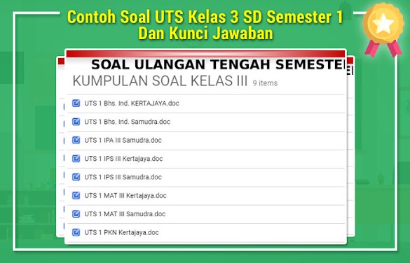 Contoh Soal Uts Kelas 3 Sd Semester 1 Dan Kunci Jawaban