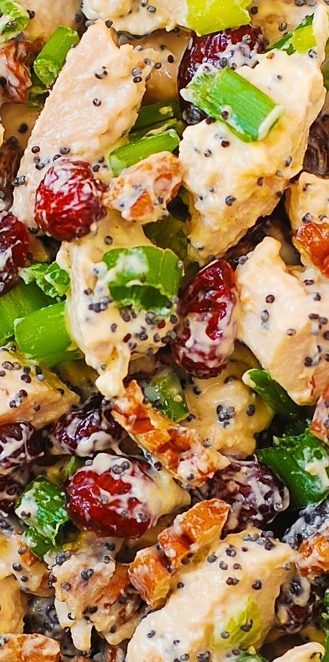 Cranberry Pecan Chicken Salad with Poppy Seed Dressing - also great for leftover Thanksgiving turkey meat! gluten free recipe