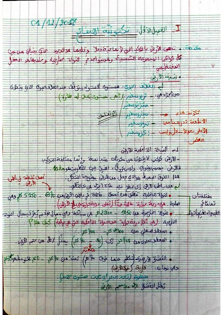 دروس التكتونية العامة مفصلة ومهمة بخط اليد للسنة الثالثة ثانوي