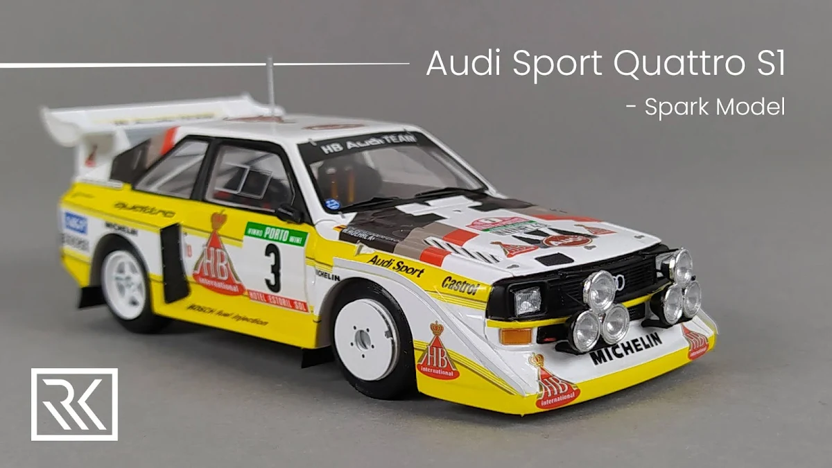 Zdjęcie modelu Spark Audi Sport Quattro S1, Walter Rohrl & Christian Geistdorfer, Rallye de Portugal 1986, edycja limitowana dla Rallye-Fanshop 1 z 300