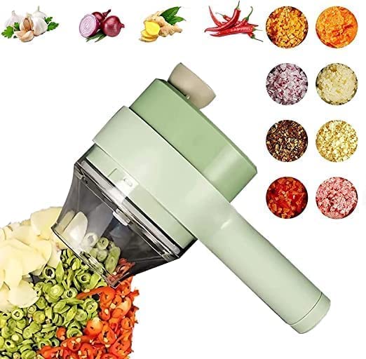 Garlic Crusher 4 in 1 Portable Electric Vegetable Cutter Vegetable Chopper  Wireless Food Processor Kitchen 