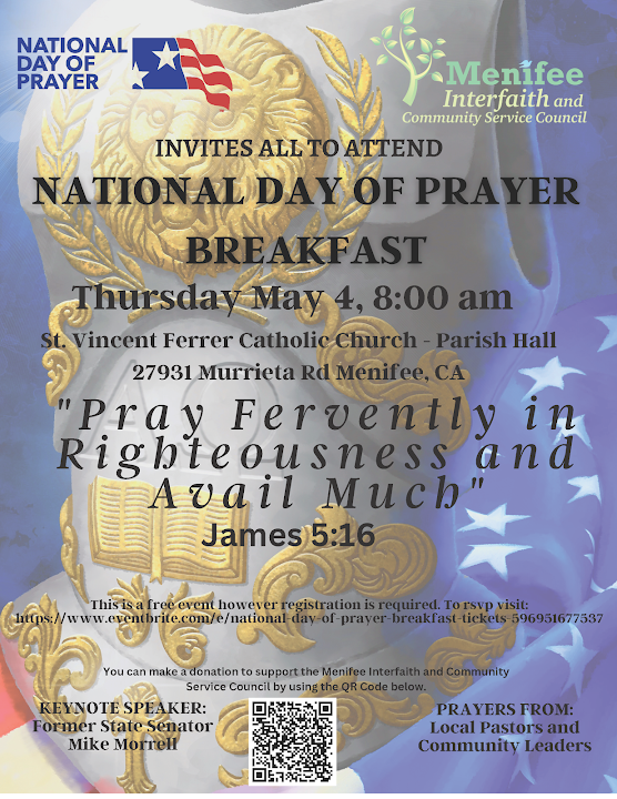 National Day of Prayer – Free Event – Registration Required – CYNTHIA  NEMELKA "Hello Menifee!"