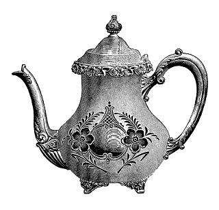 teapot Victorian illustration digital download free drawing