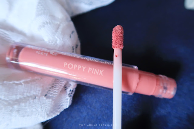 Review Iomi Beauty Matte Liquid Lipstick Poppy Pink Anisa Firdausi