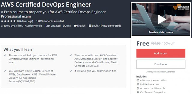 [100% Off] AWS Certified DevOps Engineer Worth 99,99$ 