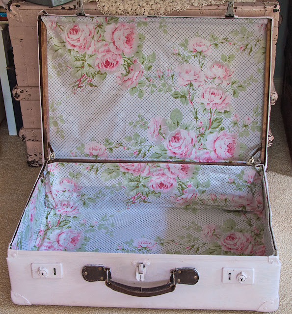 Old suitcase refurbished by http://lace-age-girl.blogspot.com.au/2016/03/a-suitcase-full-of-lace-treasures.html