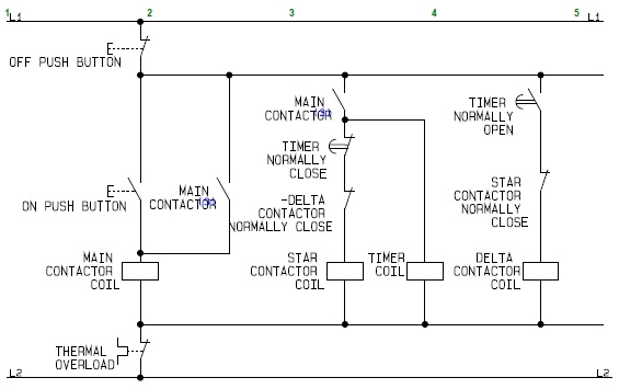 Control Circuit of a Star Delta or Wye Delta Electric  