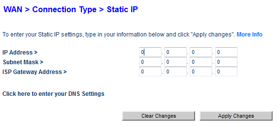 Belkin Static IP