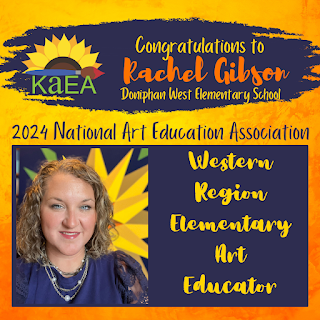 Congratulations to Rachel Gibson of Doniphan West Elementary School for being named the 2024 NAEA Western Regional Elementary Art Educator