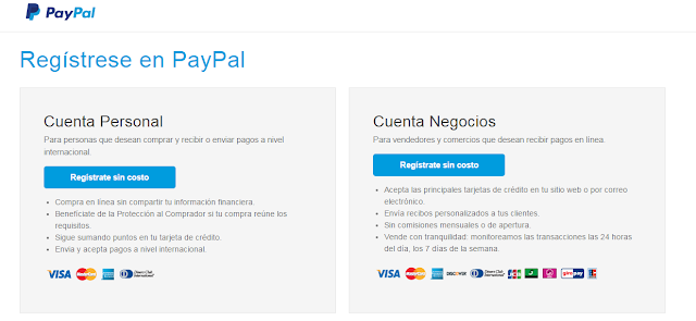 Paypal Métodos de pago