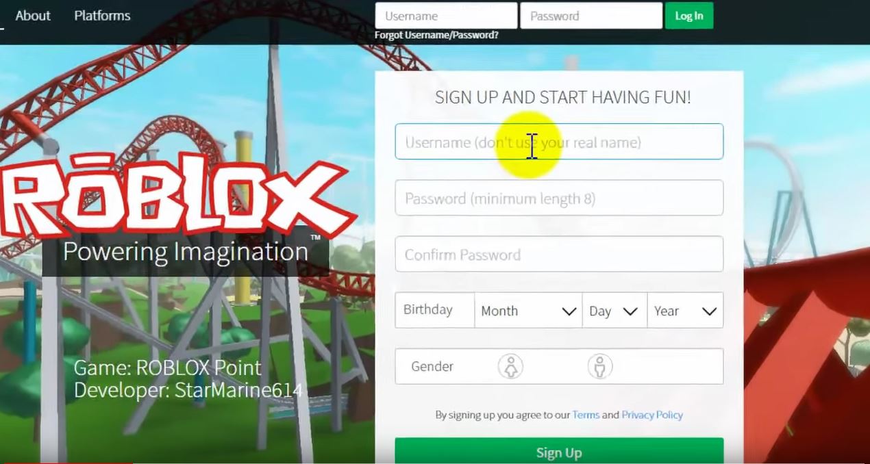 How To Download Roblox On Pc - if you dont have an account sign up which takes only about a minute type username password date of birth gender and sign up
