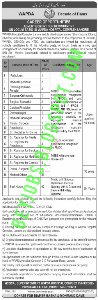 WAPDA Department of Pakistan has announced new latest government jobs 2023 for all Pakistanis Last date is 09 February 2023.