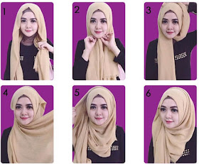 tutorial hijab segi empat modern