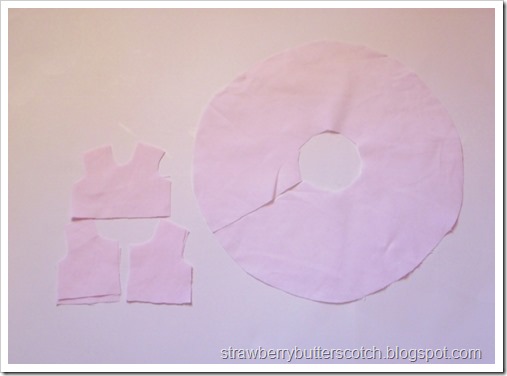 Making a pink a-line dress for a doll.