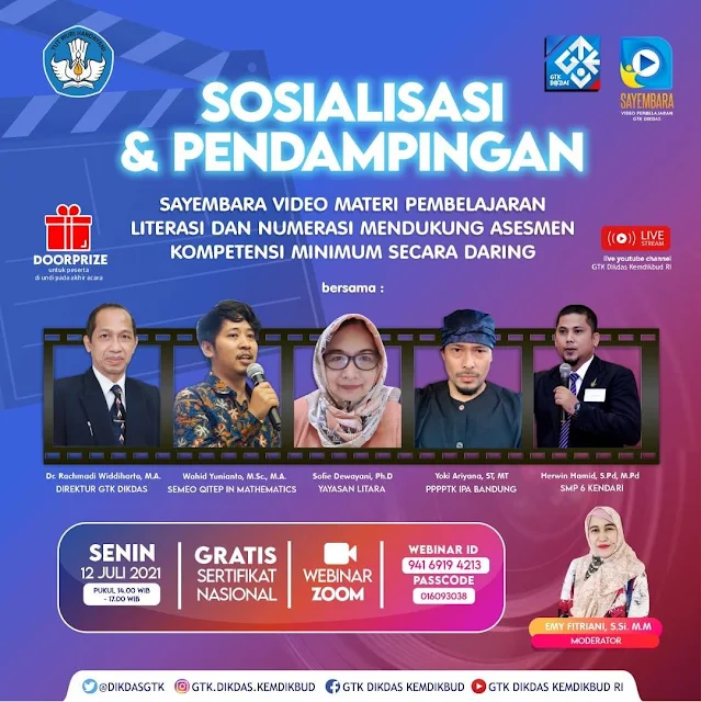 SOSIALISASI DAN PENDAMPINGAN: SAYEMBARA VIDEO MATERI PEMBELAJARAN LITERASI DAN NUMERASI MENDUKUNG AKM SECARA DARING