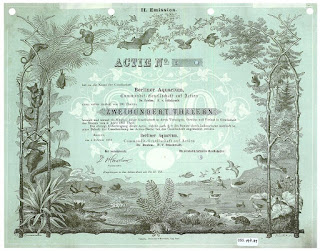 Giesecke & Devrient printer proof share certificate from the Berliner Aquarium