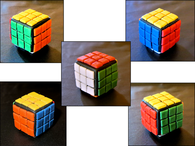 Nerdy Thirty Cake - Different Sides of Fondant Rubik's Cube Collage