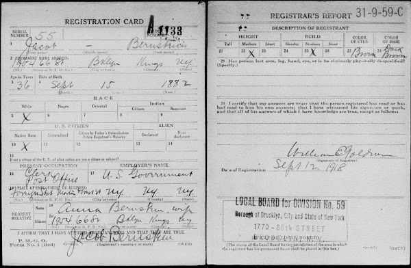 Jacob Bernstein, World War I Selective Service System Draft Registration Card