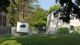 construction vehicle on the Library grounds