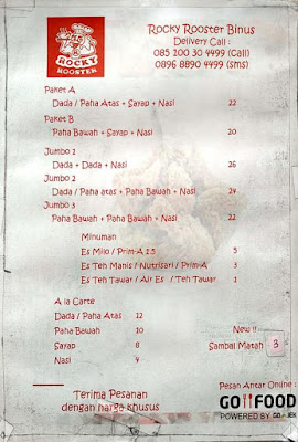 Menu Rocky Rooster