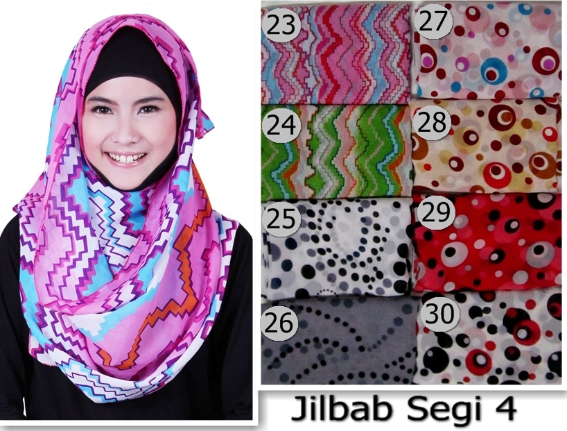  Jilbab  Segi  Empat  Paris Motif  Trend Busana Muslim