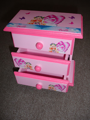 Comoda 3 gavetinhas Barbie Mariposa