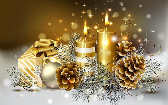 Christmas HD Wallpaper - Candles and Decoration