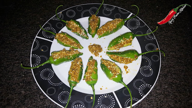 stuffed fried green chilies recipe, Bharli Mirchi, Bharwan Mirch green chilies, indian, indian recipe, indian cuisine, spicy food, dry relish, relish, rice dishes, traditional, traditional indian recipe, traditional indian side dish, side dish, stuffed chilies, fried chilies, food, food photography, pinterest food, spicy food recipe, spicy food pictures, food styling, food styling pictures, spicy fusion kitchen, organic chilies, organic vegetables