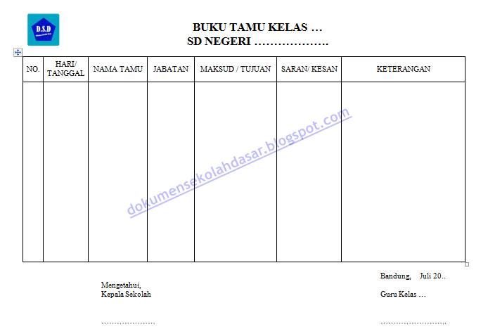 buku tamu kelas di sd