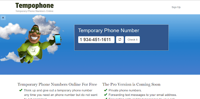 الحصول على رقم هاتف وهمي مؤقت مع موقع Tempophone