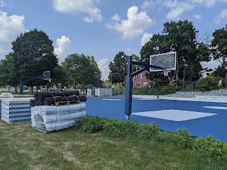 basketball backboard/nets added, surface coated