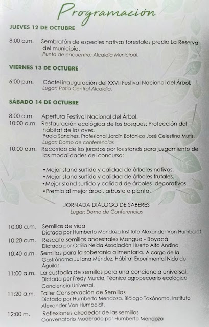 Programación Festival del árbol de Villa de Leyva - 2017