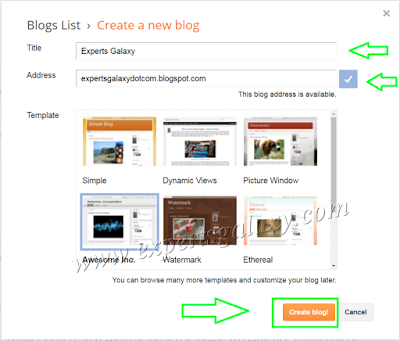 Create New Blogger Blog