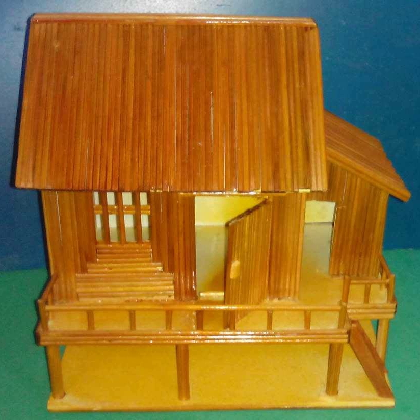 Nhà Sàn mô hình nhà tăm tre món quà tặng handmade độc đáo