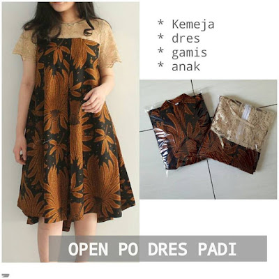 Dress Batik Sogan Padi Jokowi
