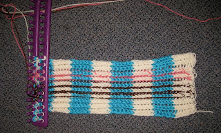 Cream, Pink, Blue, and Brown Scarf