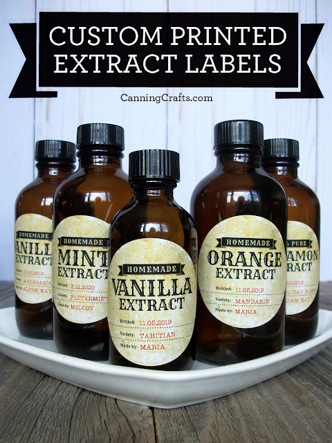 Custom Antique Extract amber jar labels