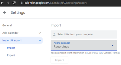 Google Calendar Import Recording