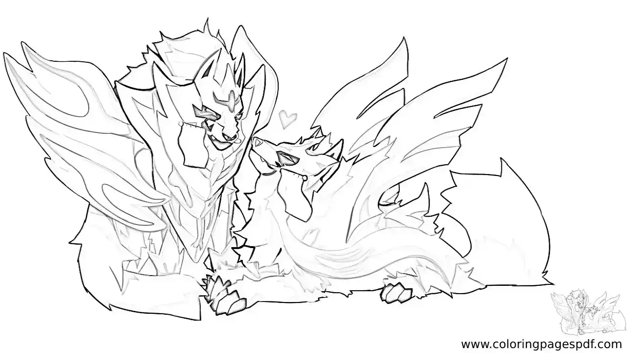 Coloring Page Of Zacian Both Forms Holding Empty Flags