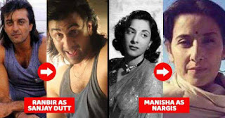 Manisha koirala as Nargis, Anushka Sharma in Sunju